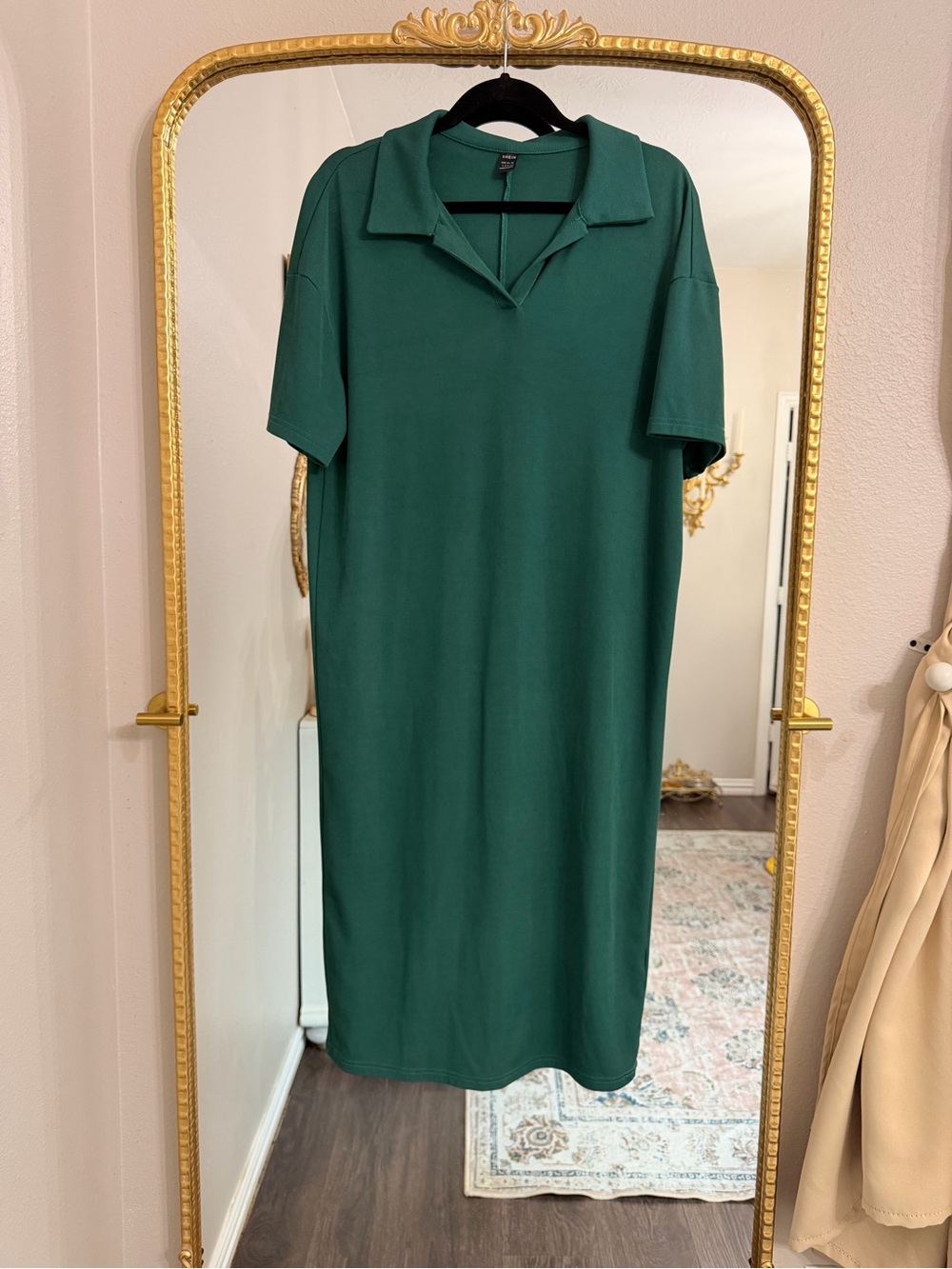 SHEIN Teal Ribbed Polo Dress